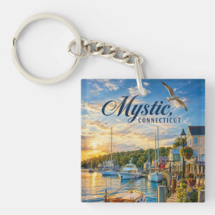 Porte-clefs Coucher de soleil dans le port de Mystic, Connecti