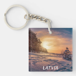 Porte-clefs Coucher de soleil sur la côte de la mer d'hiver