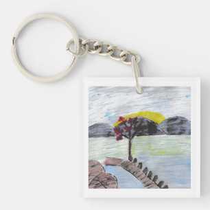 Porte-clefs Coucher de soleil sur le lac