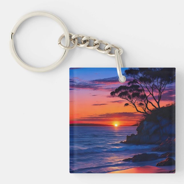 Porte-clefs Coucher de soleil tropical (Devant)