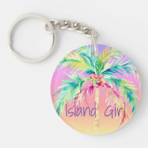 Porte-clefs Coucher de soleil tropical Palm Tree Island Girl