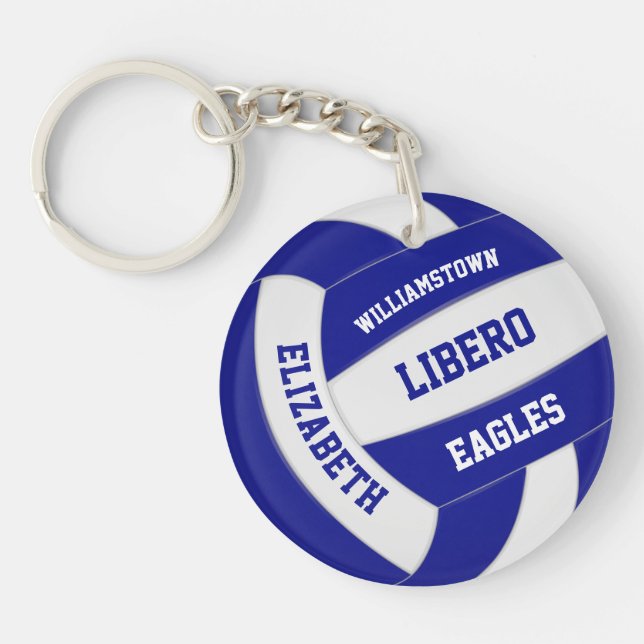 Porte-clefs couleur bleu blanc de l'équipe volleyball personna (Devant)