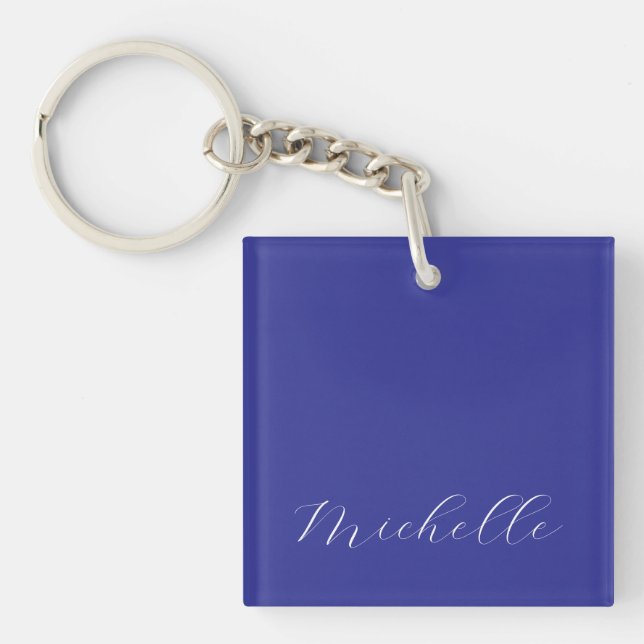 Porte-clefs Couleur bleu profond calligraphie moderne simple n (Devant)