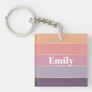 Porte-clefs Couleur couleur violet rose Personnalisée Bandes d