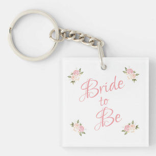 Porte-clefs Couleur d'aquarelle du script de florale rose