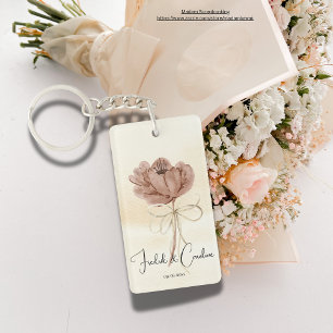 Porte-clefs Couleur d'eau couleur beige Mariage floral personn