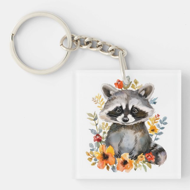 Porte-clefs Couleur d'été des fleurs Raccoon (Devant)