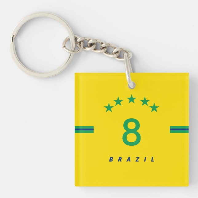 Porte-clefs Couleur du drapeau brésilien personnalisé Coupe du (Devant)