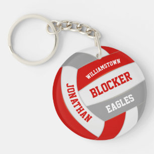 Porte-clefs couleur rouge gris de l'équipe volleyball personna