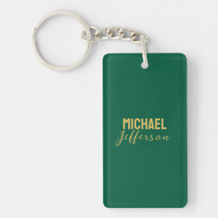 Porte-clefs Couleur verte or élégante moderne minimaliste nom