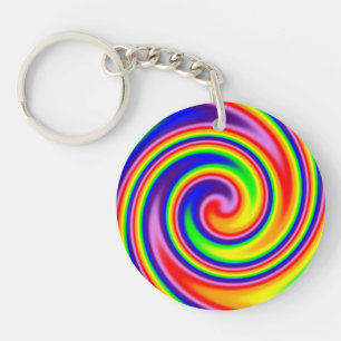 Porte-clefs Couleurs arc-en-ciel vives et joyeuses Spirale à m