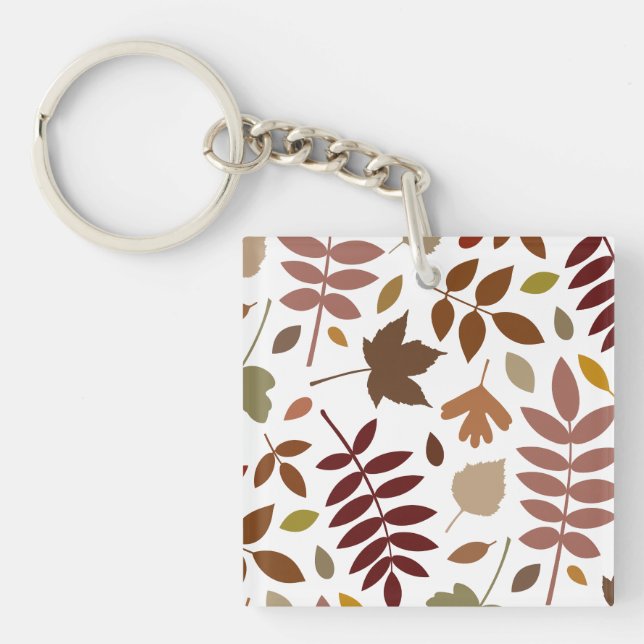 Porte-clefs Couleurs d'automne en blanc pour les Feuilles tomb (Devant)