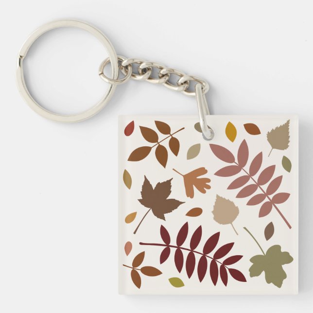 Porte-clefs Couleurs d'automne sur crème tombante Feuille (Devant)