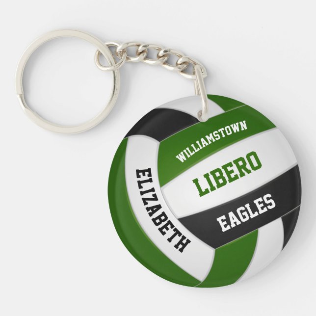 Porte-clefs Couleurs de l'équipe noire verte personnalisées vo (Devant)