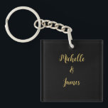 Porte-clefs Couleurs Noir & Or Professionnel Tendance Moderne<br><div class="desc">Représentez-vous avec ce design moderne et élégant. Ce modèle peut être personnalisé pour répondre à toutes les professions.</div>