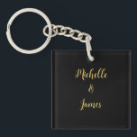 Porte-clefs Couleurs Noir & Or Professionnel Tendance Moderne<br><div class="desc">Représentez-vous avec ce design moderne et élégant. Ce modèle peut être personnalisé pour répondre à toutes les professions.</div>