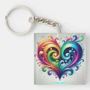 Porte-clefs Couleurs vives du coeur arc-en-ciel