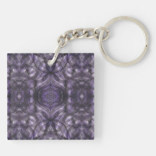 Porte-clefs Couloirs Art Abstrait Aquarelle Violet Foncé