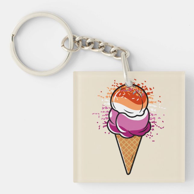 Porte-clefs Coupe Lesbienne Sapphic LGBT Pride Drapeau Crème g (Devant)
