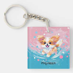 Porte-clefs Coupe Papillon Joueuse : Tache de rose et de bleu