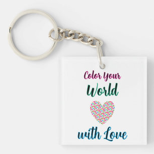 Porte-clefs Coupez votre monde avec amour - Design cardiaque d