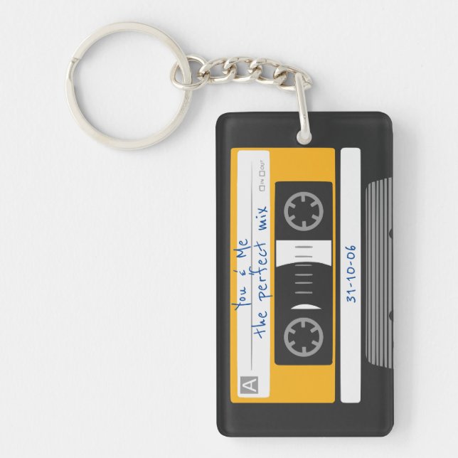 Porte-clefs Couple Anniversaire 1980's Vintage Cassette (Devant)