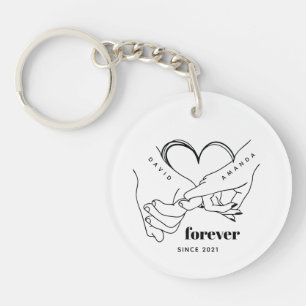 Porte-clefs Couple avec le nom Custom Anniversary Idée cadeau