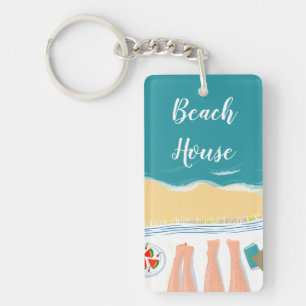 Porte-clefs Couple bronzage en bord de mer Illustration Beach