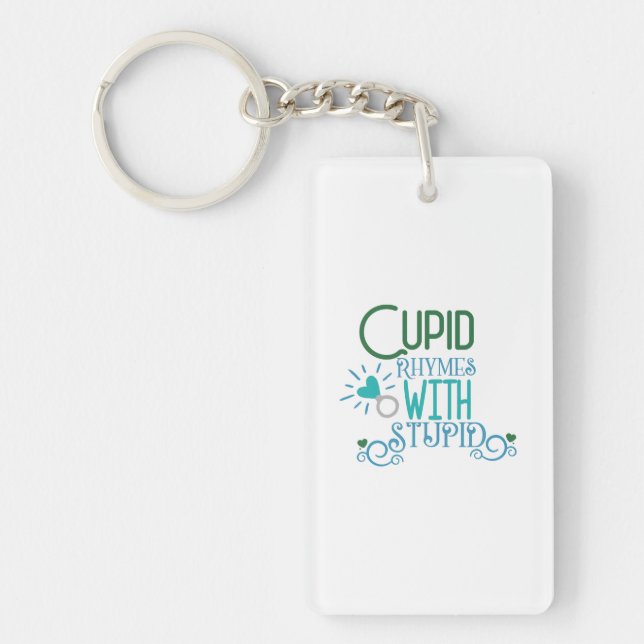 Porte-clefs Couple Cadeau Rhymes Cupides Avec Stupide (Devant)