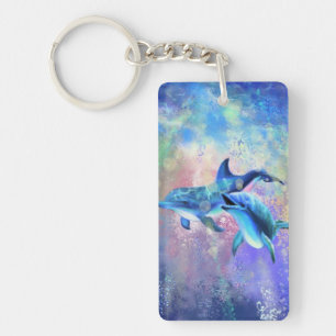 Porte-clefs Couple dauphin - Ajouter votre photo / nom