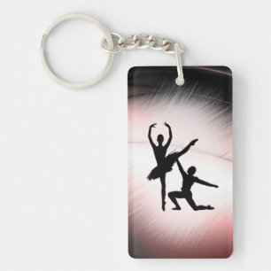 Porte-clefs Couple de danse de ballet accent rose