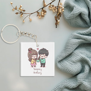 Porte-clefs Couple de Dumpling de style Chibi personnalisé mig