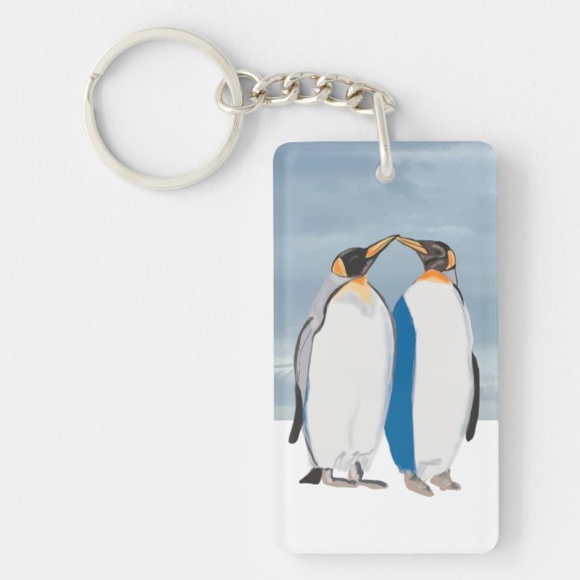 Porte-clefs Couple de Manchots Royaux s'embrassant  (Devant)