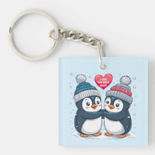 Porte-clefs Couple de pingouin