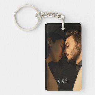 Porte-clefs Couple élégant avec photo et texte personnalisé