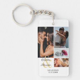 Porte-clefs Couple Image personnalisée Texte 5 Photo Collage