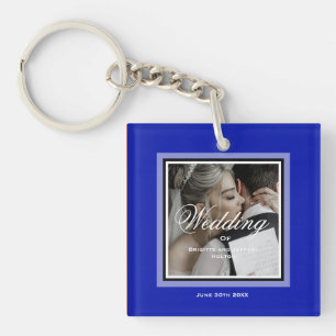 Porte-clefs Couple mariage bleu Cobalt personnalisable