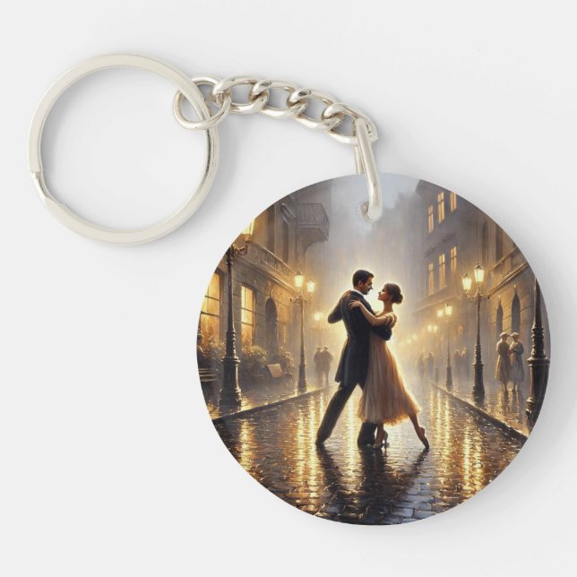 Porte-clefs Couple romantique dansant sous la pluie (Devant)