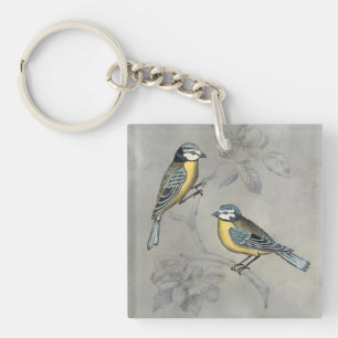 Porte-clefs Couples argentés d'oiseau de la volière  