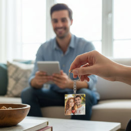 Porte-clefs Couple's Love Heart Photo Keychain