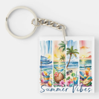 PORTE-CLEFS COUPS DE PINCES AUX THÈMES DE PLAGE D'ÉTÉ COLORÉS