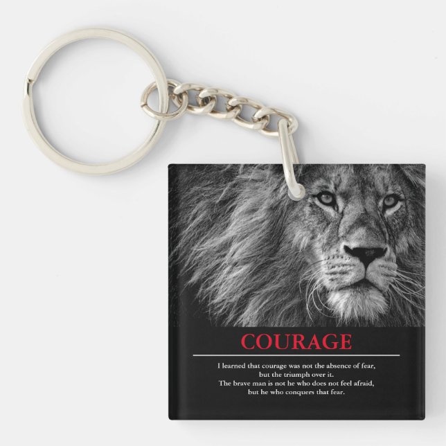 Porte-clefs Courage Lion Motivationnel Inspiration (Devant)