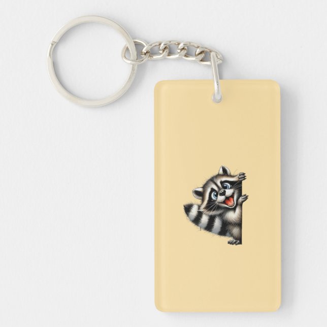 Porte-clefs Courbe de Noël adorable Raccoon - Gif de Noël mign (Devant)