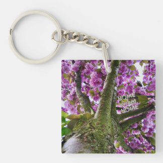 Porte-clefs Couronne d'arbre en fleurs rose personnalisée - Ph