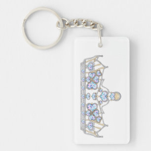 Porte-clefs couronne d'argent diamants de coeur mode brillante