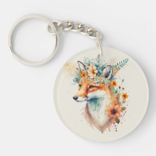 Porte-clefs Couronne de fleurs de renard aquarelle