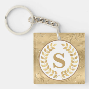 Porte-clefs Couronne de laurier et marbre doré élégant Personn