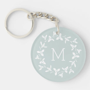 Porte-clefs Couronne de neige florale avec monogramme. Pastel