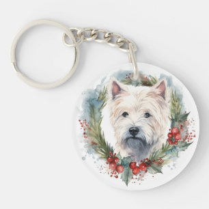 Porte-clefs Couronne de Noël de West Highland White Terrier