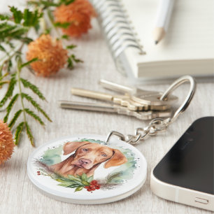 Porte-clefs Couronne de Noël festive de Vizsla